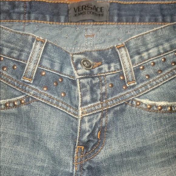 Versace Studed Medusa Logo Design Back Pockets Blue Jeans European size 29/30 - Picture 10 of 14